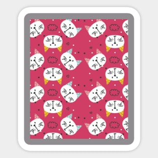 Pink Cats crowd, Funny cat Sticker